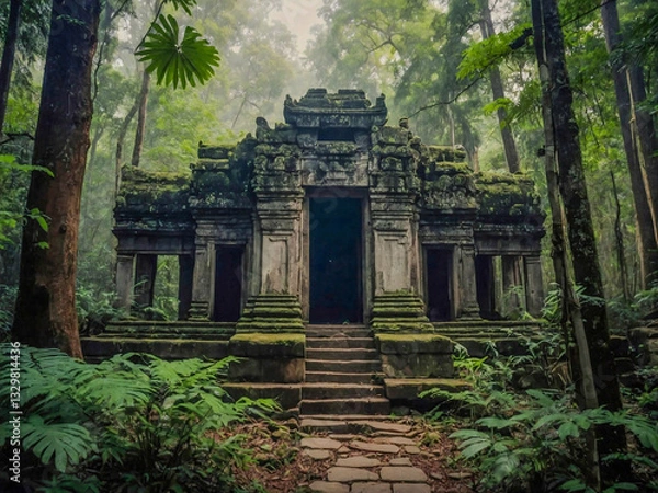 Fototapeta Old temple in a dense forest.