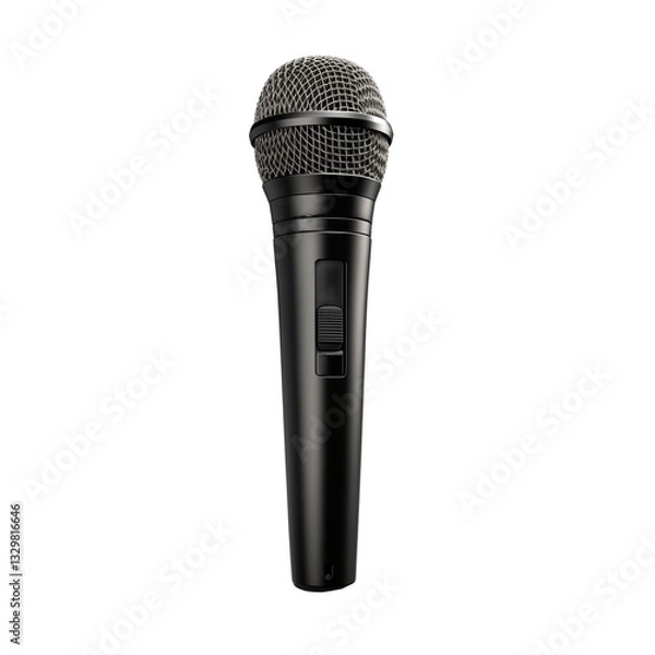 Fototapeta Microphone professional vocal black matte object isolated on transparent background png