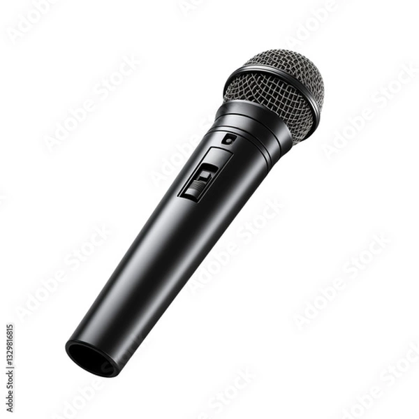 Fototapeta Microphone professional vocal black matte object isolated on transparent background png