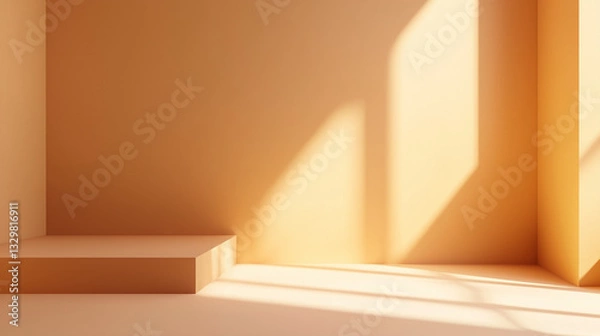 Fototapeta Empty brown wall background versatile for product display Empty Cream wall background product display empty .