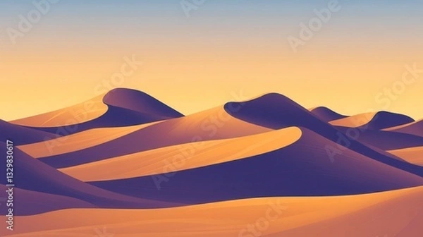 Obraz Serene Sunset over Rolling Sand Dunes A Minimalist Desert Landscape