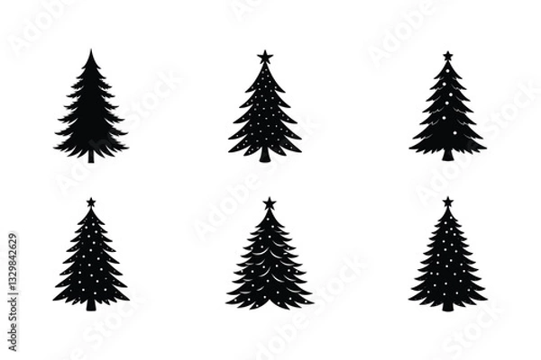 Obraz Christmas tree silhouette vector Bundle
