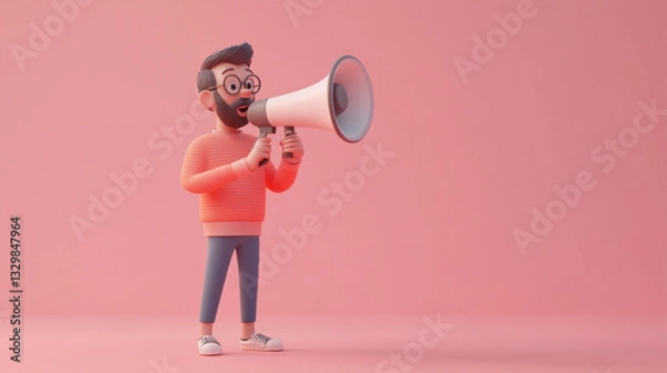 Obraz young man with megaphone