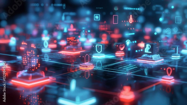 Fototapeta blockchain cybersecurity digital network.technology finance decentralized security innovation. virtual data AI economy smartcontract. fintech cloud privacy. system computing internet.