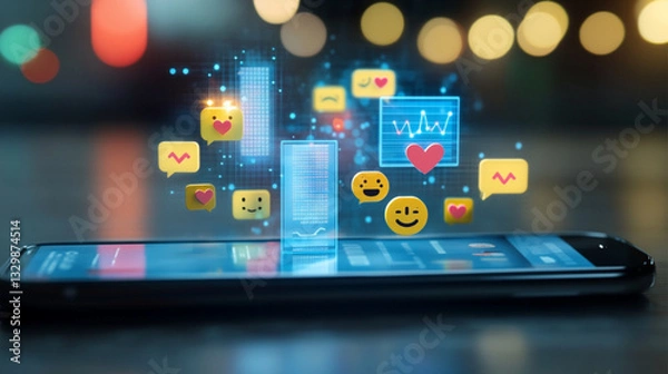 Obraz mobile phone with social media icons
