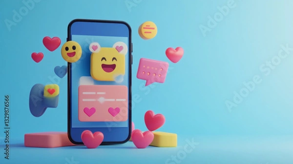 Obraz mobile phone with colorful application icons