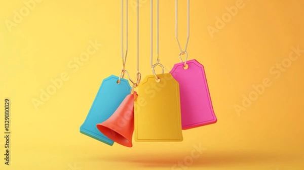 Obraz colorful paper hanging on a clothesline