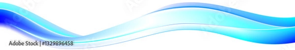 Obraz blue gradient wave curve shape design on transparent abstract background horizontal banner