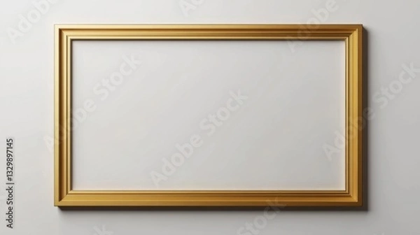 Fototapeta Gold Rectangular Frame on White Background