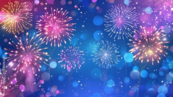 Obraz Colorful fireworks display in the sky
