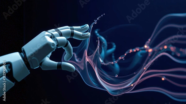 Obraz Computer artificial intelligence touches and transforms matter