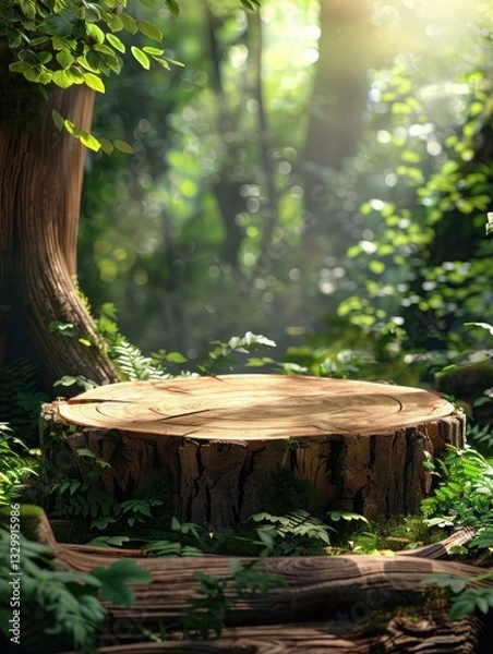 Obraz Large log is sitting in the middle of a forest