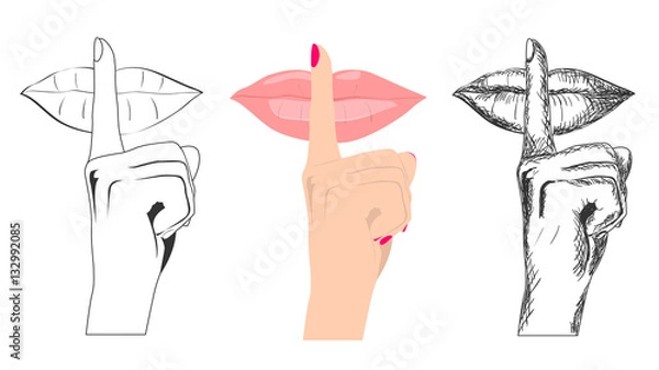 Fototapeta Finger asking for silence