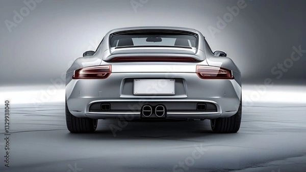 Fototapeta Blank Vehicle car license plate mockup for Automobile identification Information Fast Transportation Rear View