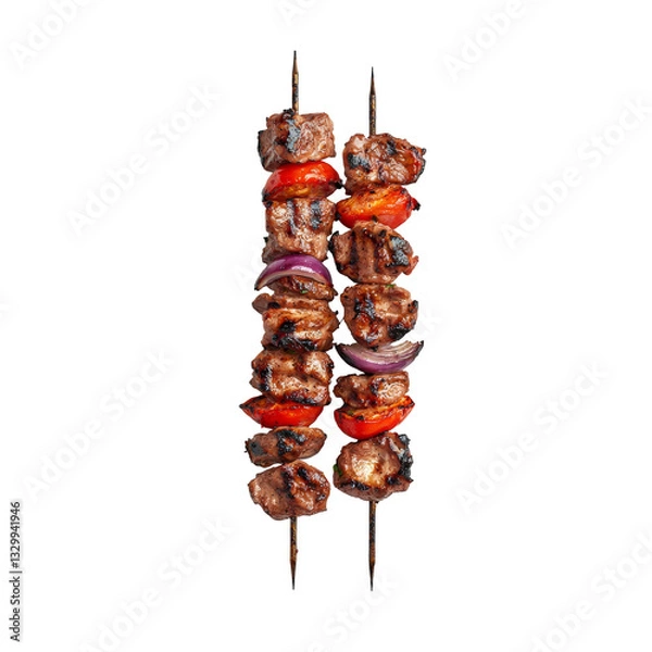 Obraz Two Kebab grilled meat on skewers png