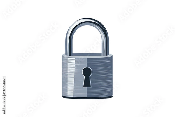 Fototapeta A Sturdy Metal Padlock, Symbol of Security and Protection Isolated, Transparent Background, Cutout