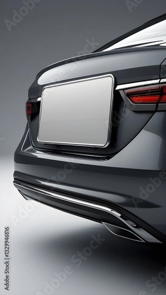 Obraz Blank Modern Vehicle car bumper license plate mockup for Automobile identification Information Transportation Rear View