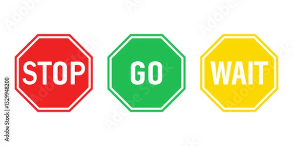 Fototapeta Vector stop, go, wait icon, sign for decoration and design