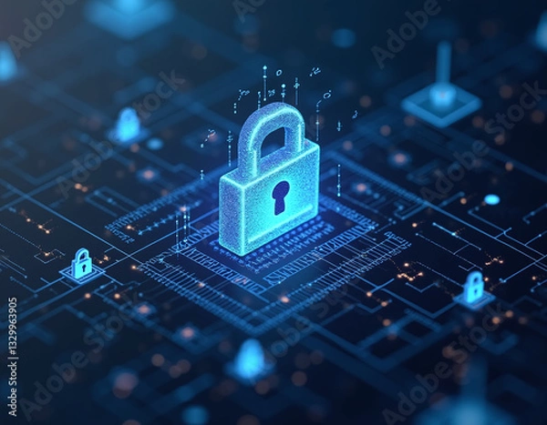 Obraz Security Technology Background- electronic circuit board with processor