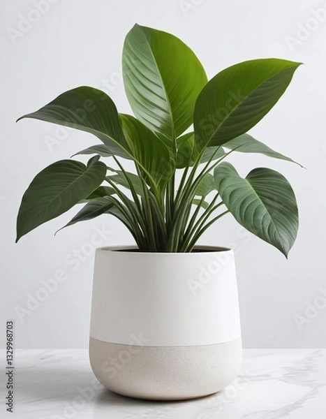Obraz White cement pot with plant