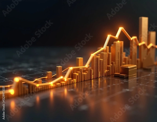 Obraz gold bar graph