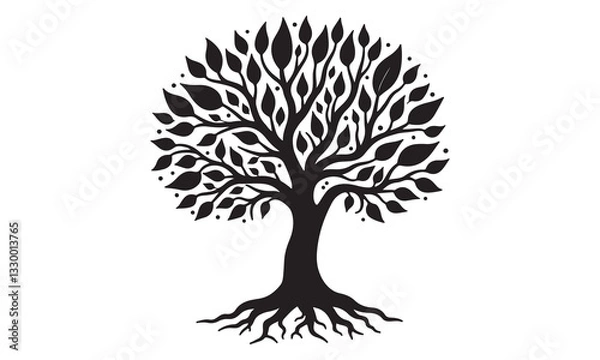 Fototapeta Set of plant and tree with its silhouette