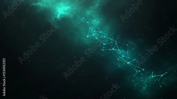 Fototapeta Celestial Network Across A Teal Nebula
