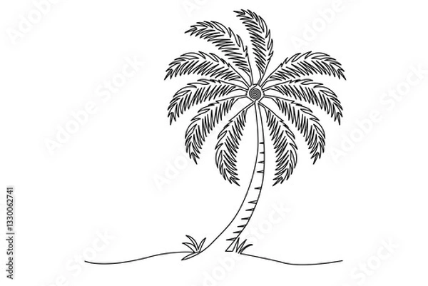 Obraz Continuous one line art drawing of palm tree vector illustration design