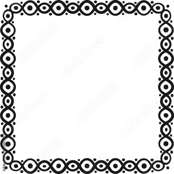 Fototapeta Square border with circles and dots. Vector illustration made with lines and dots creating a square border