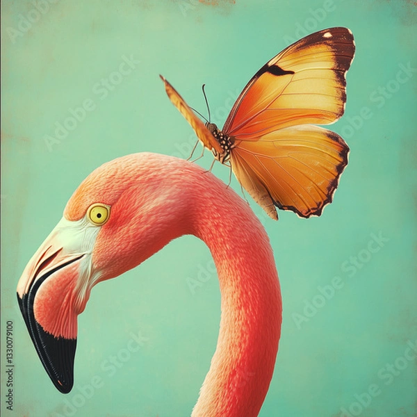 Fototapeta The Curious Case of the Flamingo and the Butterfly