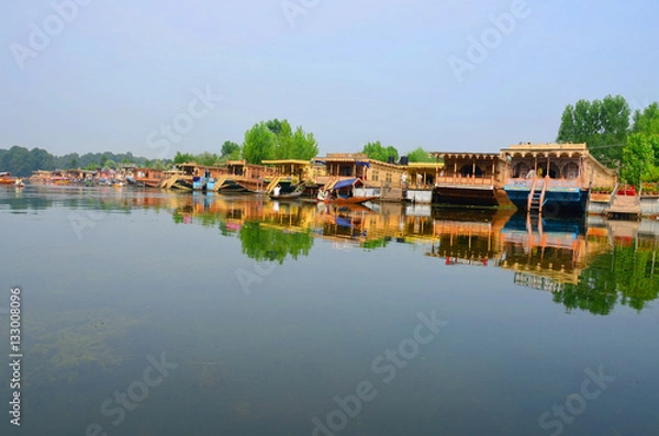 Obraz Lake Dal in Srinagar in Kashmir with houseboats

