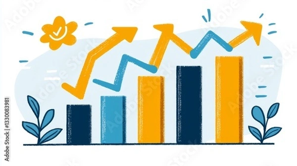 Fototapeta Upward Trending Bar Graph Illustrating Growth, Success, and Progress