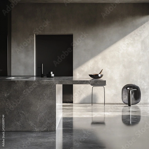 Fototapeta Modern interior design with concrete walls