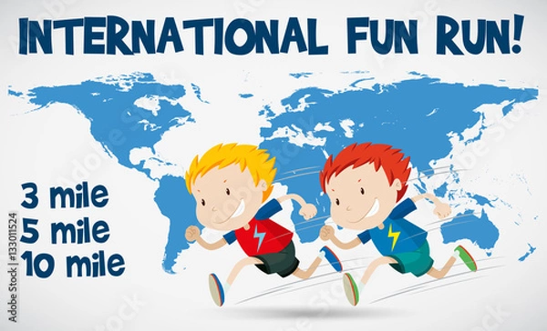Obraz International fun run poster with runners