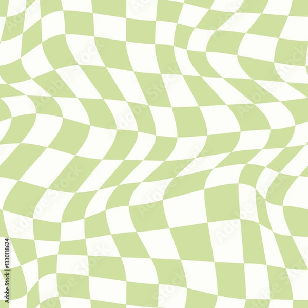 Obraz Seamless green checkerboard pattern. Repeating distorted checkered texture.