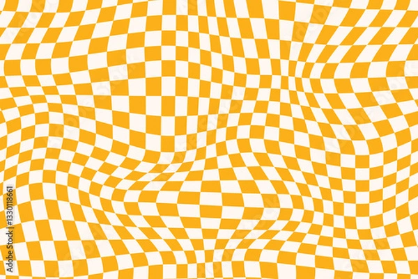 Obraz Checkered background with distorted squares. Seamless Y2K checkerboard design