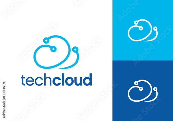 Fototapeta cloud technology logo. inspiration connection lines vector design inspiration
