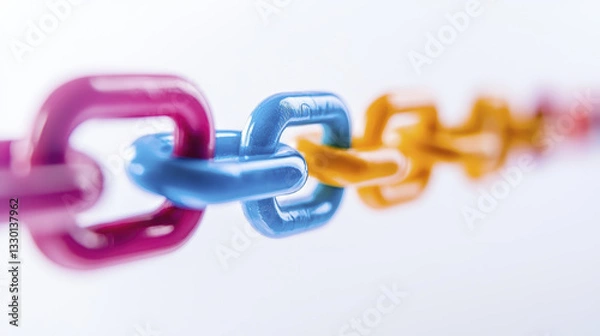 Obraz Colorful plastic chain links in vibrant hues create playful and dynamic visual