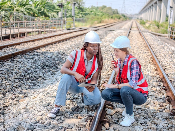 Obraz The engineering team used radios to contact the command center while inspecting the work.
