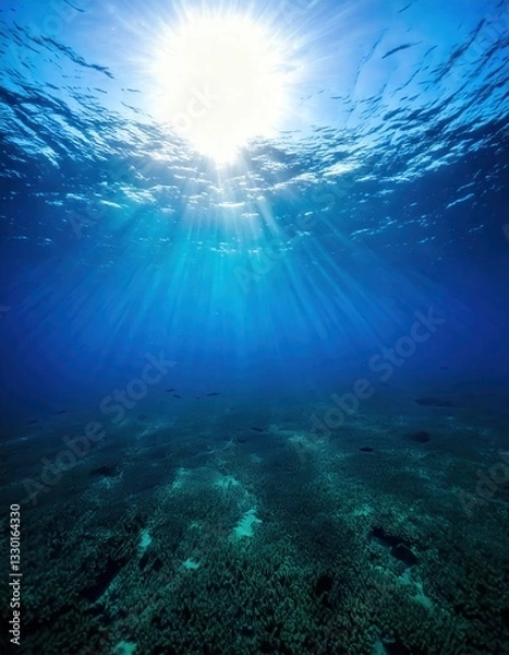 Fototapeta Shimmering Underwater Sunbeams – Capturing Nature's Serenity
