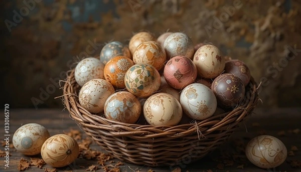 Fototapeta easter eggs in a basket