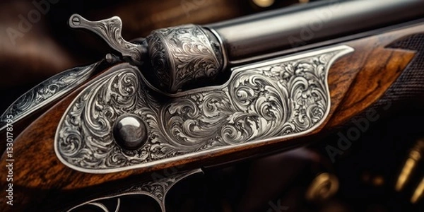 Fototapeta Gun on Table Close Up