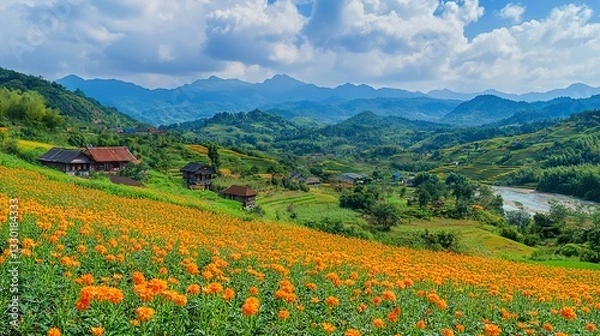 Fototapeta Vibrant Flower Field in Full Bloom