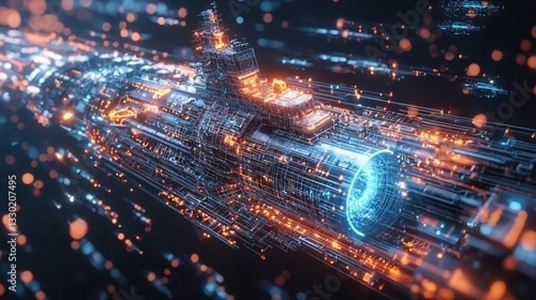 Fototapeta Futuristic Spaceship in Hyperspace