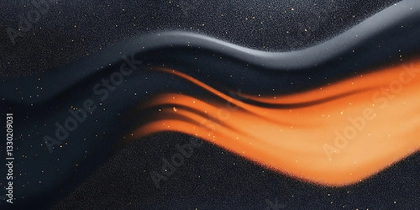 Fototapeta Abstract orange and blue wave on black background.
