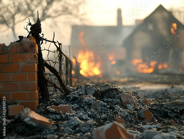 Fototapeta Residential fire damage