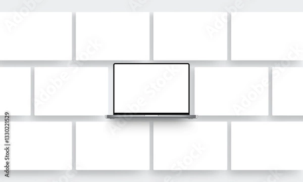 Fototapeta Laptop Mockup With Blank Web Screens For Showcase Your Website Designs. Vector Illustration