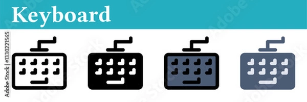 Fototapeta Keyboard icon on white background. Keyboard symbol. Line, glyph, colored outline, flat icon style. For web and mobile design.