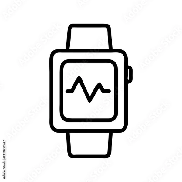 Fototapeta Vector icon of a smartwatch with a heartbeat symbolizing fitness and health monitoring