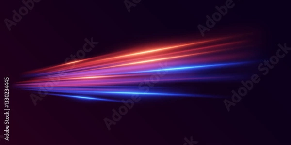 Fototapeta Neon light effect of swirl and speed. The magic of moving fast lines.